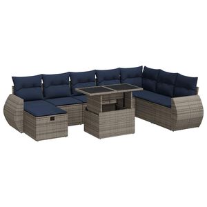 vidaXL 9-delige Loungeset met kussens poly rattan acacia bruin