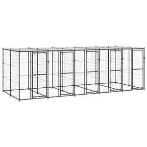 vidaXL Hondenkennel met dak 12,1 m&sup2; staal