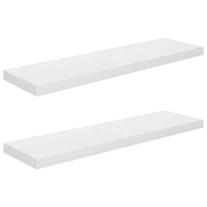 vidaXL Wandschappen zwevend 2 st 90x23,5x3,8 cm MDF hoogglans wit