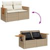 vidaXL Tuin Sofa Set met kussen met opslag Beige Poly riet