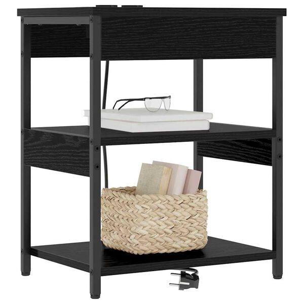 vidaXL Nachtkastje Zwart Eiken 41 x 31 x 51 cm Bewerkt hout