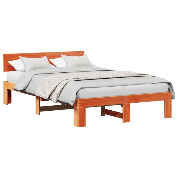 vidaXL Bedframe Wasbruin 120 x 190 cm Massief grenenhout