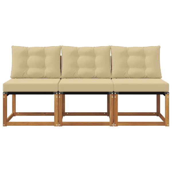 vidaXL 3 Stuk Buitenzitmiddelsofa Massief acaciahout en textilene stof