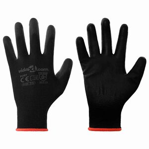 vidaXL Werkhandschoenen 12 st Zwart 7 / S Polyester