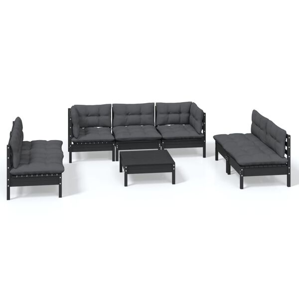 vidaXL 8-delige Loungeset met kussens massief grenenhout