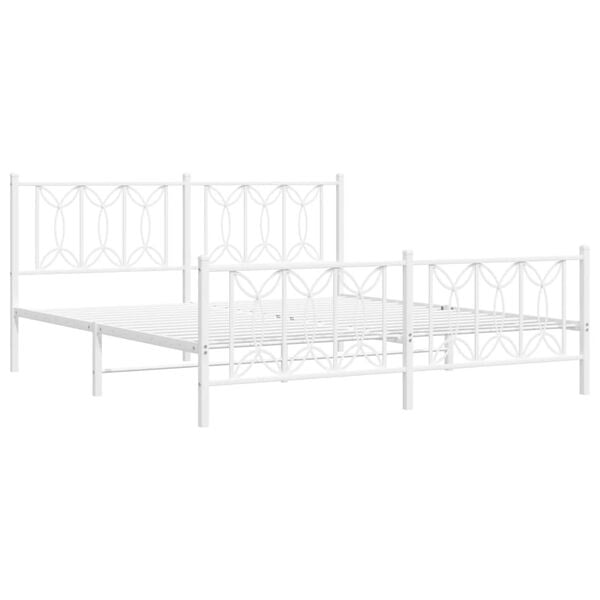 vidaXL Bedframe met hoofd- en voeteneinde metaal wit 180x200 cm