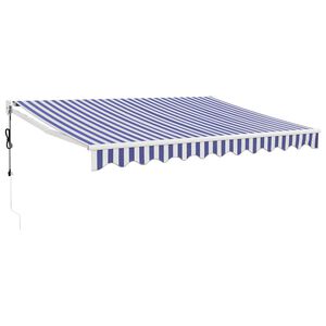 vidaXL Uitschuifbare luifel Blauw en Wit met Witte Frame 3 x 2,5 m