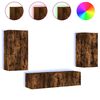 vidaXL 8-delige tv-wandmeubelset met LED bewerkt hout gerookt eiken