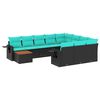vidaXL 11-delige tuinbankset met kussens, zwart polyrotan