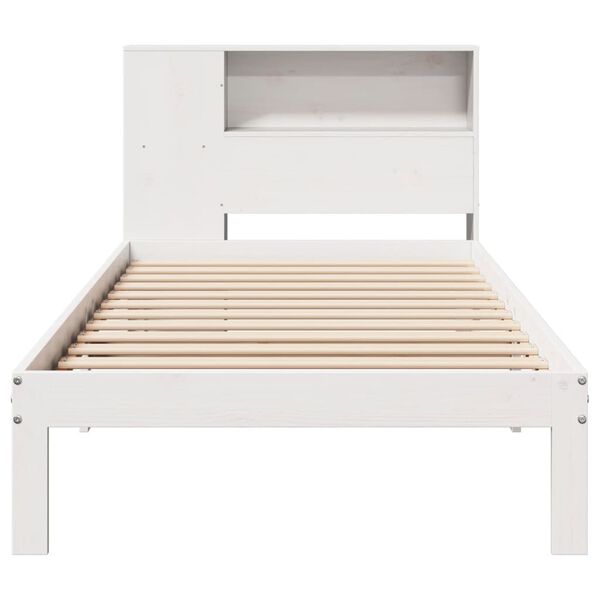 vidaXL Bed met boekenkast zonder matras grenenhout wit 90x190 cm