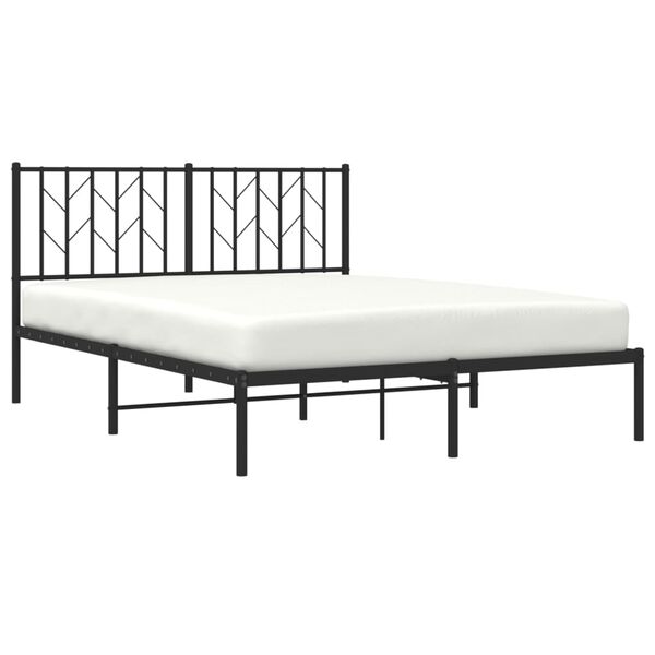 vidaXL Bedframe met hoofdbord metaal zwart 135x190 cm