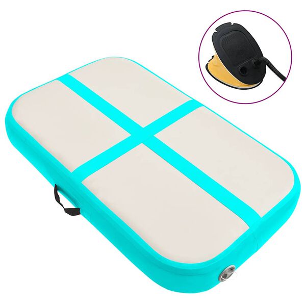 vidaXL Gymnastiekmat met pomp opblaasbaar 60x100x20 cm PVC groen