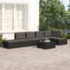 vidaXL 6-delige Loungeset met kussens poly rattan zwart