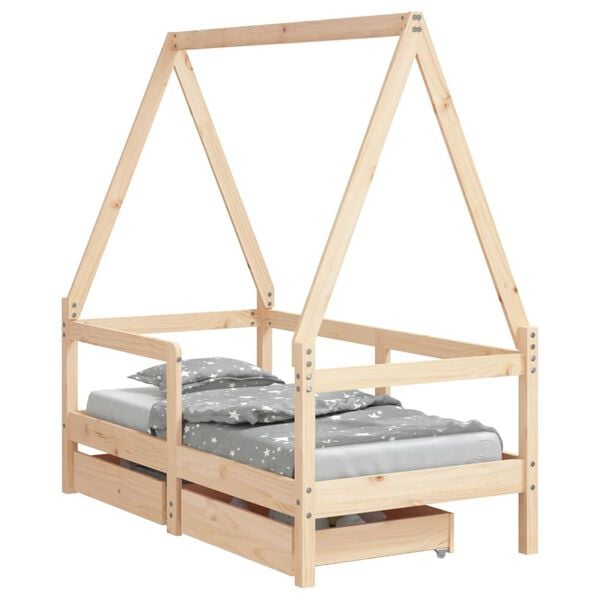 vidaXL Kinderbedframe met lades 70x140 cm massief grenenhout