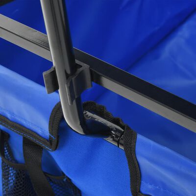 vidaXL Handkar inklapbaar met luifel staal blauw