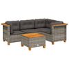 vidaXL 5-delige Loungeset met kussens poly rattan grijs