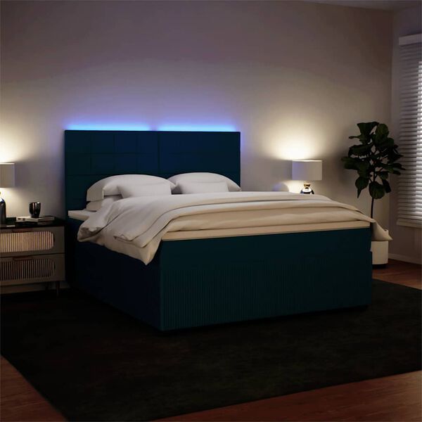 vidaXL Boxspring met matras fluweel blauw 180x200 cm