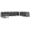 vidaXL 10-delige Loungeset met kussens poly rattan grijs