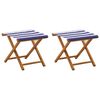 vidaXL Ligstoel 2 pcs massief eucalyptushout Blauw en Wit