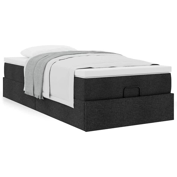 vidaXL Ottoman bed met matras 90x200cm stof zwart