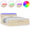 vidaXL Ottoman bed met matras en LED's 160x200cm stof cr&egrave;mekleurig
