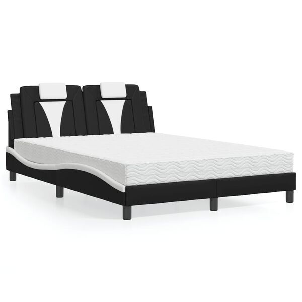 vidaXL Bed "Viana" met matras kunstleer zwart en wit 140x200 cm