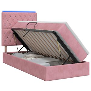vidaXL LED Opslagbed met Matras Roze 100 x 200 cm Fluweel