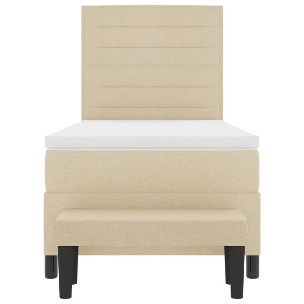 vidaXL Boxspringbed met matras met hoofdeinde Cr&egrave;me 80 x 200 cm Stof