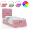 vidaXL Ottoman bed met matrassen en LED's 100x200cm fluweel roze