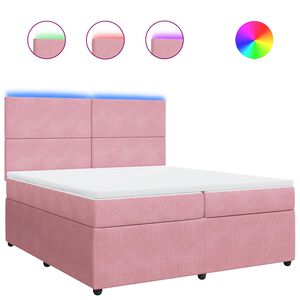 vidaXL Boxspring met matras fluweel roze 200x200 cm
