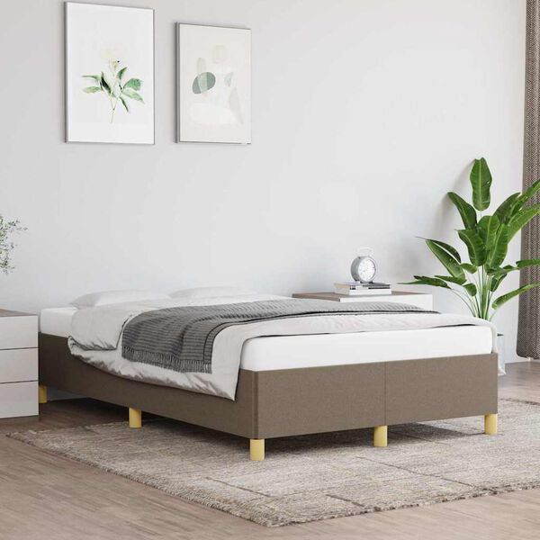 vidaXL Bedframe zonder matras 120x190 cm stof taupe