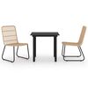 vidaXL 3-delige Tuinset poly rattan en glas