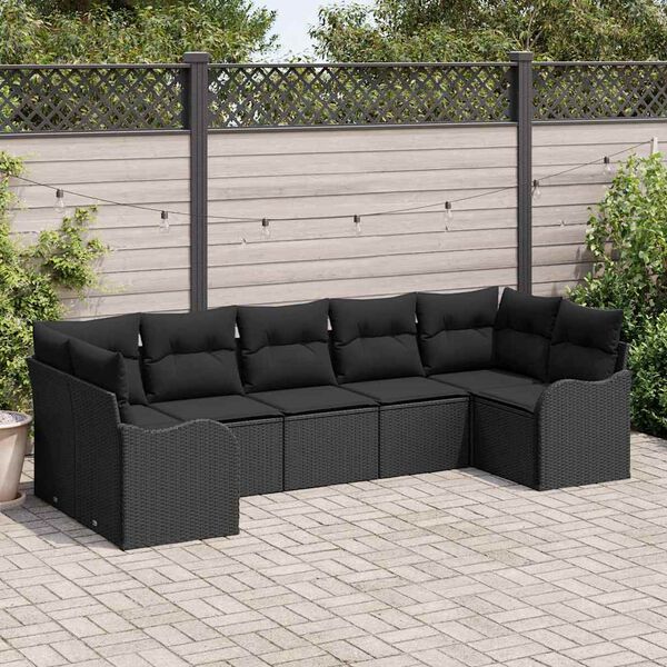 vidaXL Tuin Sofa Set Zwart poly rattan
