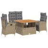 vidaXL 5-delige Tuinset met kussens poly rattan beige