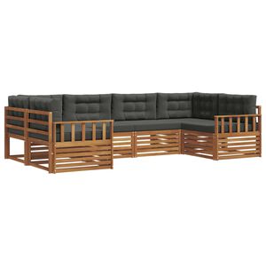 vidaXL Buiten bankenset met kussen 6 pcs Natuurlijk en Antraciet