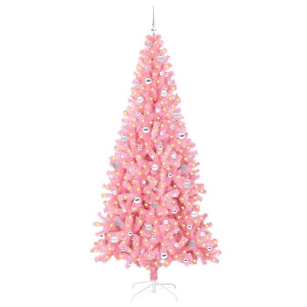 vidaXL Kerstboom met 300 LED met standaard Roze 240 cm PVC