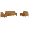 vidaXL 3-delige Loungeset met kussens en bolsters fluweel bruin
