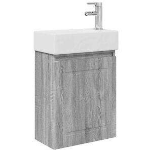 vidaXL Badkamermeubel met kraan Grijs Sonoma 45,5 x 22,5 x 84 cm