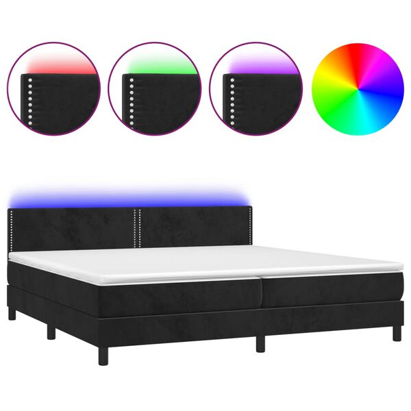 vidaXL Boxspring met matras en LED fluweel zwart 200x200 cm