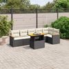 vidaXL 7-delige Loungeset met kussens poly rattan zwart