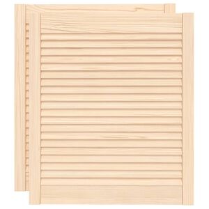 vidaXL Kastdeuren met lamellen 2 st 69x59,4 cm massief grenenhout