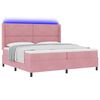 vidaXL Boxspringbed met matras met LED Roze 200 x 200 cm Fluweel