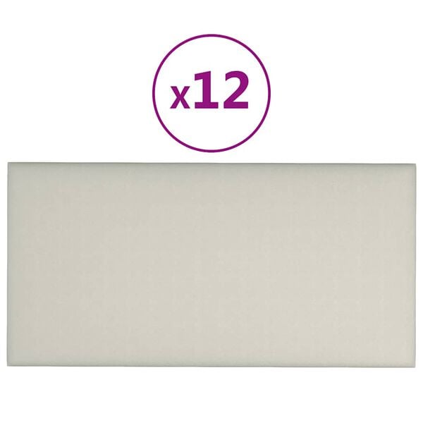 vidaXL Wandpanelen 12 st 0,54 m² 30x15 cm fluweel crèmekleurig