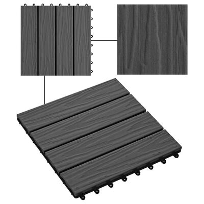vidaXL Terrastegels diep reliëf 30x30 cm 1 m² HKC zwart 11 st