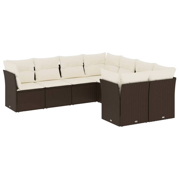 vidaXL 8-delige Loungeset met kussens poly rattan bruin