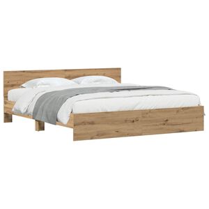 vidaXL Bedframe met hoofdbord Artisanaal eiken 180 x 200 cm
