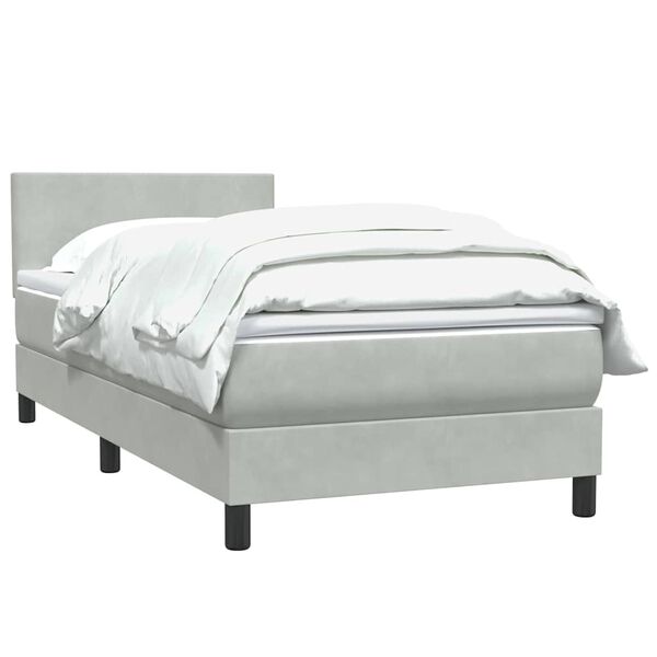 vidaXL Boxspring met matras fluweel lichtgrijs 80x210 cm