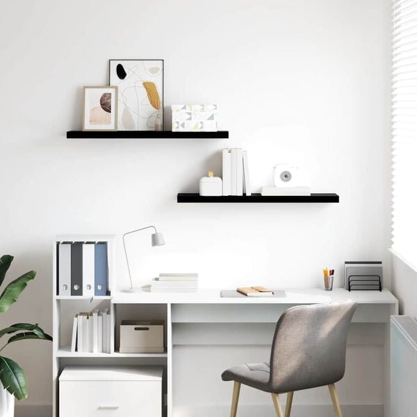 vidaXL Wandschappen zwevend 2 st 90x23,5x3,8 cm MDF hoogglans zwart