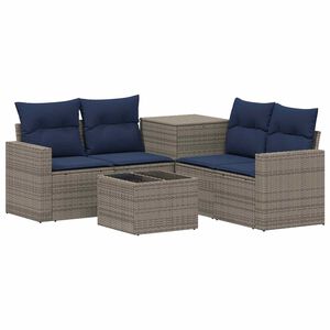 vidaXL Bankstel 6 st Grijs en Marineblauw 55 x 55 x 37 cm