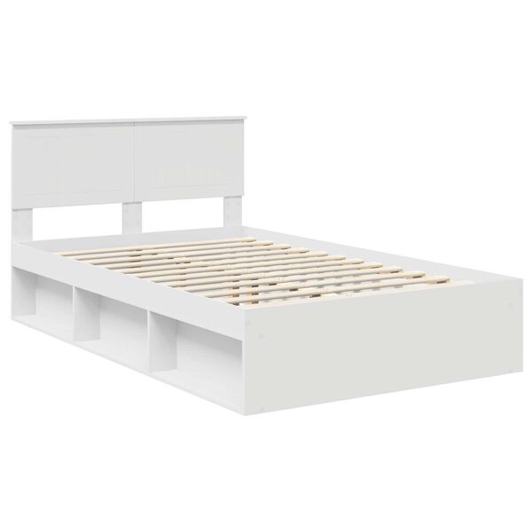 vidaXL Bedframe met hoofdeinde Wit 120 x 190 cm Massief grenenhout